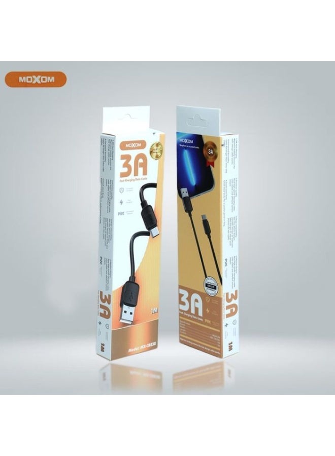 موكسوم كابل بيانات MX-CB230 للشحن السريع 3 أمبير من نوع USB إلى Type-C، بطول 1 متر - شحن ونقل بيانات عالي السرعة، مصنوع من مادة PVC مرنة ومتينة، متوافق مع جميع الهواتف الذكية التي تعمل بنظام Android، وبنوك الطاقة، وأجهزة USB-C. - Image 2
